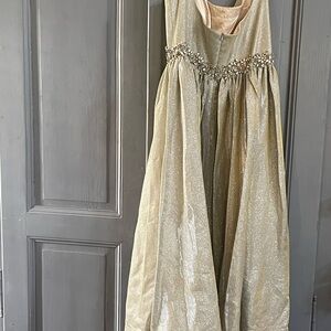 Mac Duggal Cream Sleeveless Cowl Neck Gown